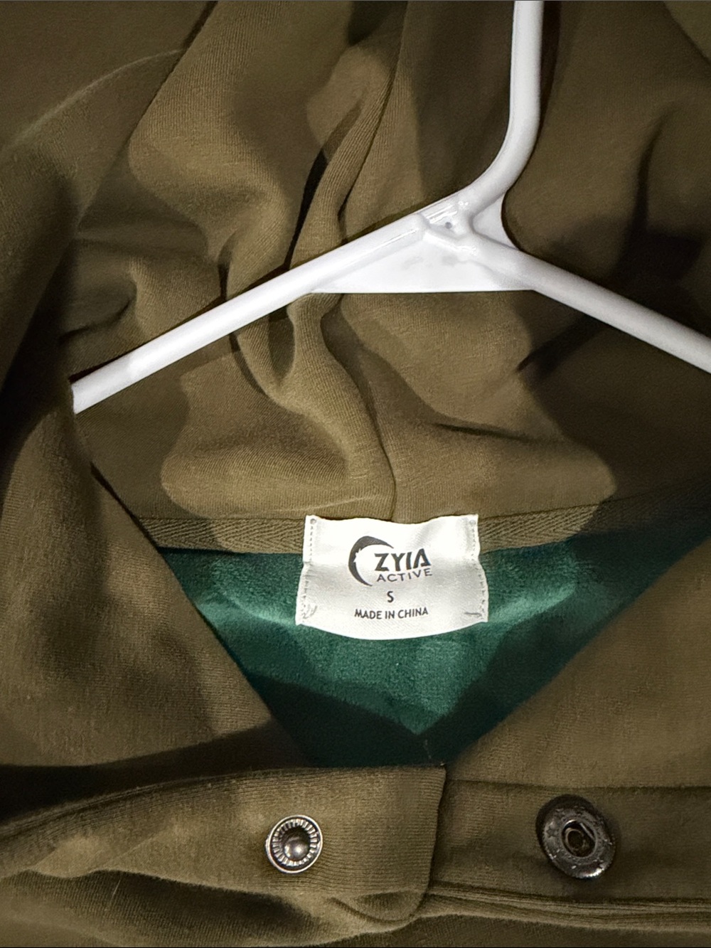 ZYIA Olive Double Snap Hoodie Pullover - Picture 2 of 8